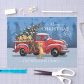 Kerstmis  Red Truck met Dogs Familienaam Tissuepapier (Craft)