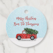 Kerstmis  Red Truck Winter Snowflakes Cute Bedankjes Labels (Voorkant)