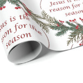 Kerstmis Reden voor Seizoen Holly Berry krans Cadeaupapier (Rol Hoek)