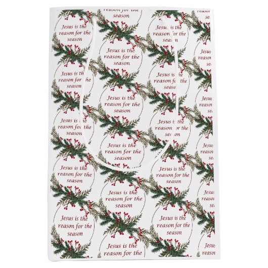 Kerstmis Reden voor Seizoen Holly Berry krans Medium Cadeauzakje (Voorkant)