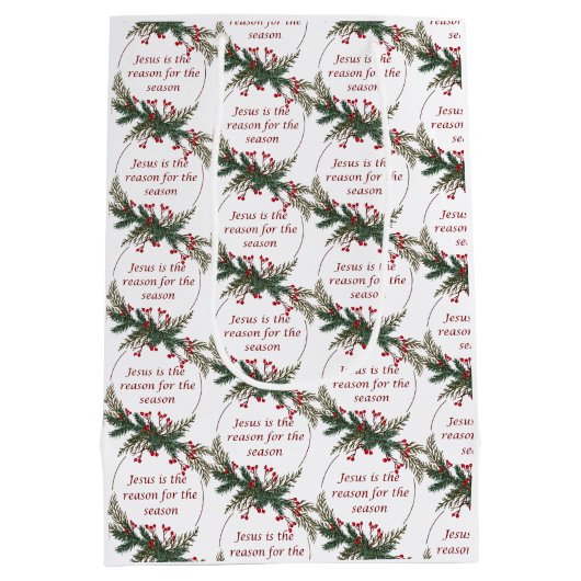 Kerstmis Reden voor Seizoen Holly Berry krans Medium Cadeauzakje (Achterkant)