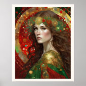 Kerstmis Reflecties Vrouw met Bruin Haar Poster (Voorkant)