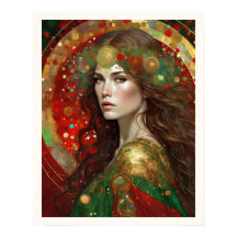 Kerstmis Reflecties Vrouw met Bruin Haar