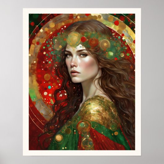 Kerstmis Reflecties Vrouw met Bruin Haar Poster (Voorkant)