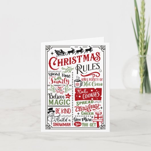 Kerstmis Regels Vakantie Feestdagen Kaart (Voorkant)