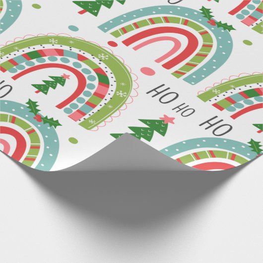 Kerstmis regenbogen cadeaupapier (Hoek)