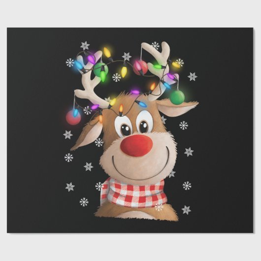 Kerstmis Reindekerlampfamilie Cadeaupapier (Vlak)