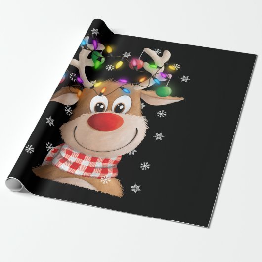 Kerstmis Reindekerlampfamilie Cadeaupapier (Uitgerold)