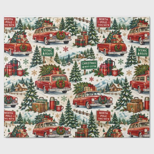 Kerstmis Reis Inpakpapier (Vlak)