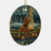 Kerstmis Reis van de Ierse Rode Setter Keramisch Ornament (Rechts)