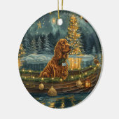 Kerstmis Reis van de Ierse Rode Setter Keramisch Ornament (Links)