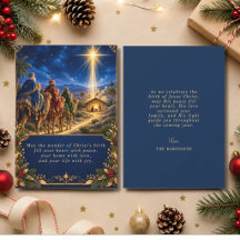 Kerstmis Religieus Geboortetoneel Blauw Goud