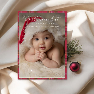 Kerstmis Religieus Hem Aanbidden Pasgeboren Baby P Feestdagenkaart