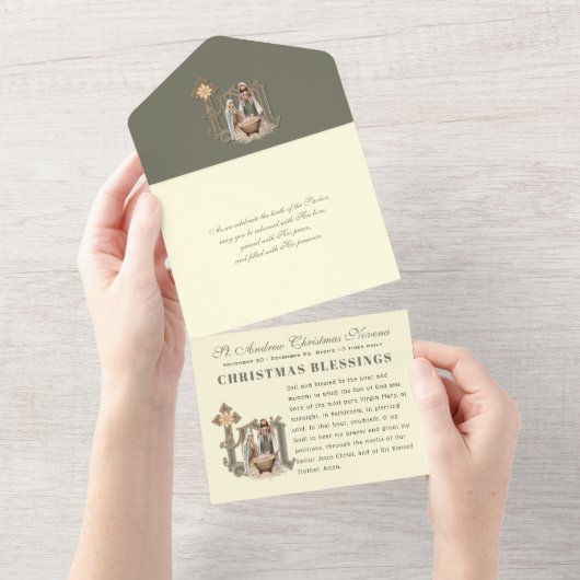 Kerstmis:  religieus Novena Prayer All In One Uitnodiging (Afscheurbaar)