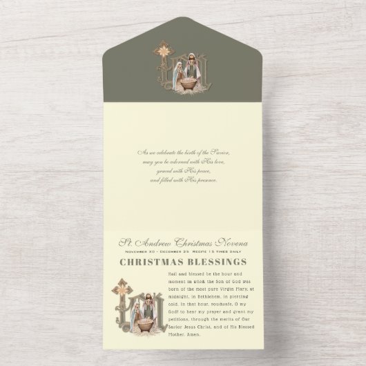 Kerstmis:  religieus Novena Prayer All In One Uitnodiging (Binnen)