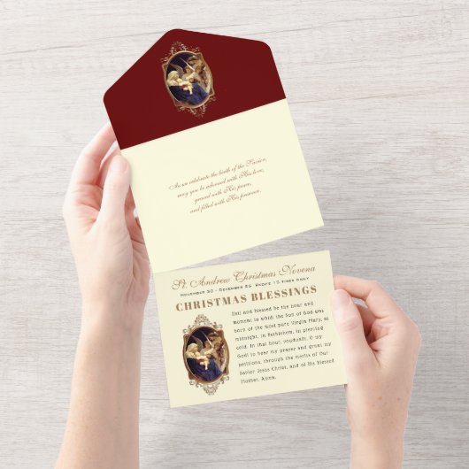 Kerstmis:  religieus Novena Prayer All In One Uitnodiging (Afscheurbaar)