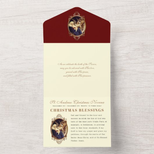 Kerstmis:  religieus Novena Prayer All In One Uitnodiging (Binnen)