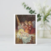 Kerstmis, religieus, vintage kerstgroet briefkaart (Staand voorkant)