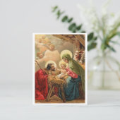 Kerstmis, religieus, vintage kerstgroet briefkaart (Staand voorkant)