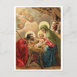 Kerstmis, religieus, vintage kerstgroet briefkaart