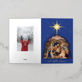 Kerstmis Religieuze Aangepaste Handtekening Gold Folie Feestdagenkaart (Buiten Laag)