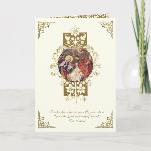 Kerstmis Religieuze Geboorte Jezus Maria Jozef Feestdagen Kaart (Voorkant)