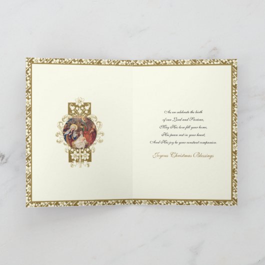 Kerstmis Religieuze Geboorte Jezus Maria Jozef Feestdagen Kaart (Binnen)