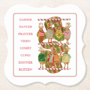 KERSTMIS RENDIER Beugel Shape Paper Onderzetters