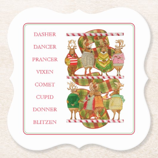 KERSTMIS RENDIER Beugel Shape Paper Onderzetters (Voorkant)