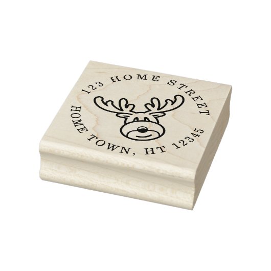 Kerstmis Rendier Circulaire Retouradres Rubberstempel (Stempel)