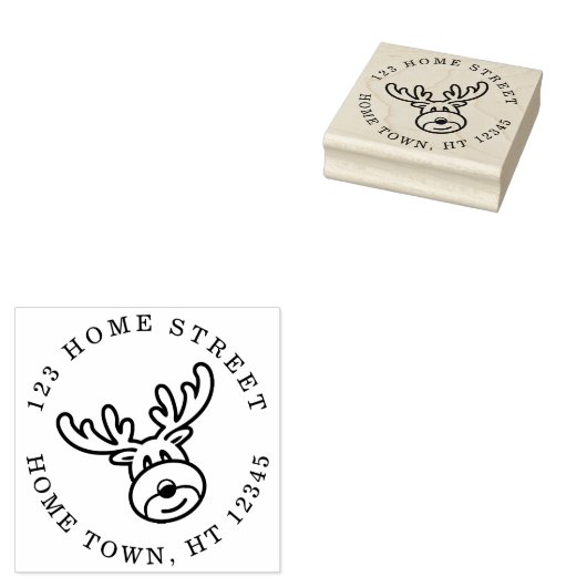 Kerstmis Rendier Circulaire Retouradres Rubberstempel (Gestempeld)