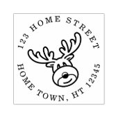 Kerstmis Rendier Circulaire Retouradres Rubberstempel (Afrduk)