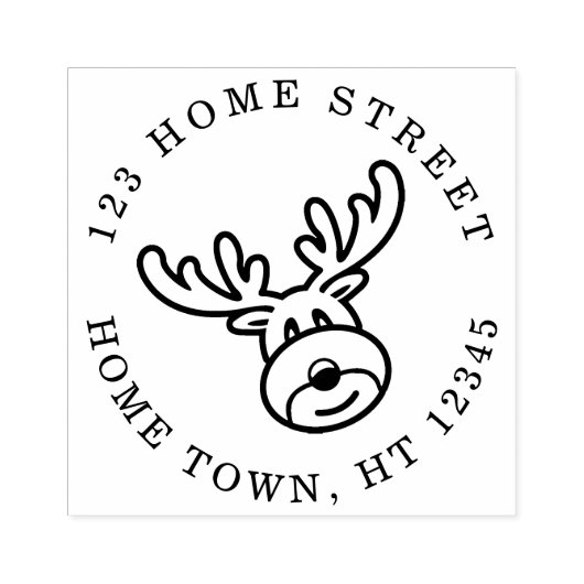 Kerstmis Rendier Circulaire Retouradres Rubberstempel (Afrduk)