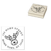 Kerstmis Rendier Cirkel Retouradres Rubberstempel (Gestempeld)