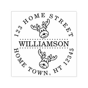 Kerstmis Rendier Cirkelvormig Retouradres Zelfinktende Stempel