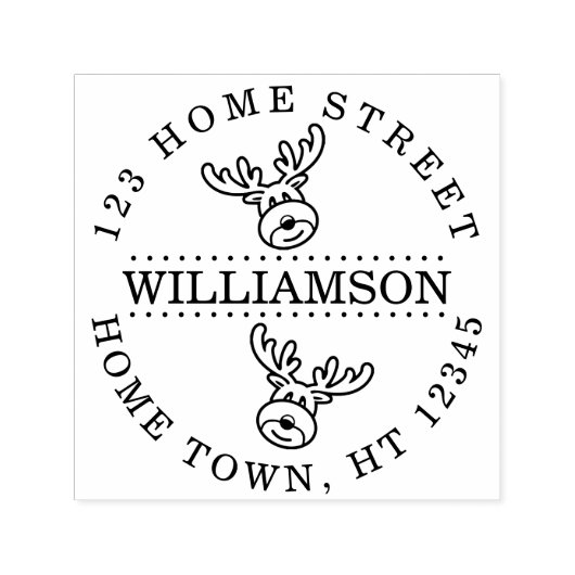 Kerstmis Rendier Cirkelvormig Retouradres Zelfinktende Stempel (Design)