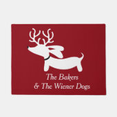 Kerstmis rendier Dachshund Wiener Hond Deurmat (Voorkant)