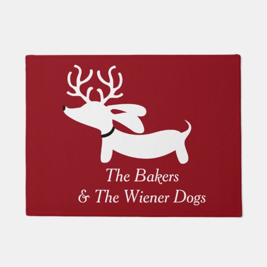 Kerstmis rendier Dachshund Wiener Hond Deurmat (Voorkant)