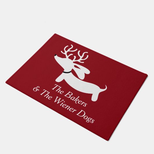 Kerstmis rendier Dachshund Wiener Hond Deurmat (Schuin)