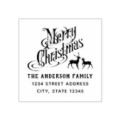 Kerstmis rendier familienaam retouradres rubberstempel (Afrduk)