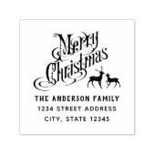 Kerstmis rendier familienaam retouradres zelfinktende stempel (Design)