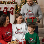 Kerstmis Rendier Geweien & Kerstman Hoed T-Shirt