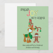 Kerstmis rendier gezichtsmasker verspreid vreugde  feestdagenkaart (Voorkant / Achterkant)