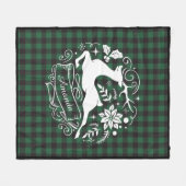 Kerstmis rendier groene baffalo plaid monogram fleece deken (Voorkant (Horizontaal))