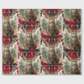 Kerstmis rendier highlander rood cadeaupapier (Vlak)
