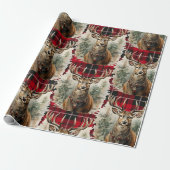 Kerstmis rendier highlander rood cadeaupapier (Uitgerold)