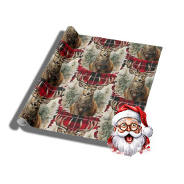 Kerstmis rendier highlander rood cadeaupapier