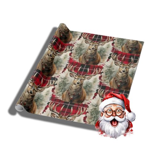 Kerstmis rendier highlander rood cadeaupapier