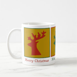 Kerstmis Rendier Hoofd Rood Groen & Goud Custom Koffiemok