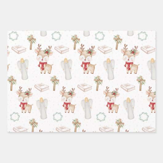 Kerstmis rendier inpakpapier vellen (Voorkant)